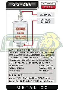 FILTRO GASOLINA G.M. PK-UP S-10, TRUK XTREME, BLAZER V6 3.0L 97-98