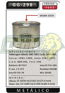 FILTRO GASOLINA CORSAR, VARIANT, CARIBE, ATLANTIC, GOLF, JETTA 84-93