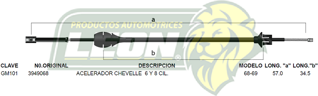 CHICOTE ACEL. CHEVELLE 6, 8 Cil. 68-69