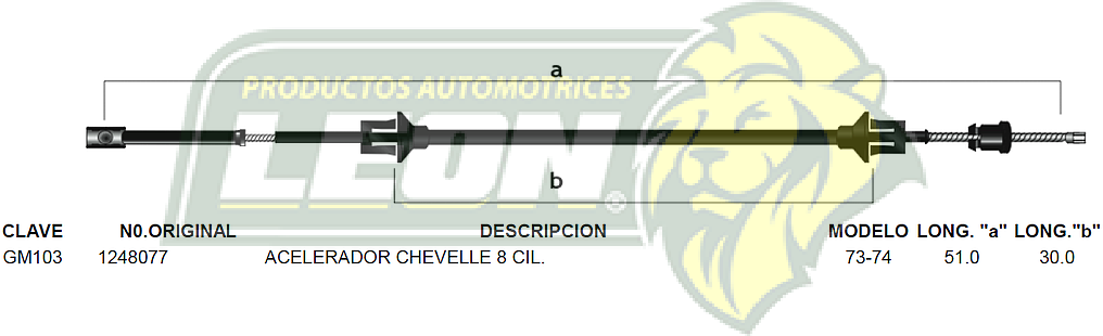 CHICOTE ACEL. CHEVELLE 8 Cil. 73-74
