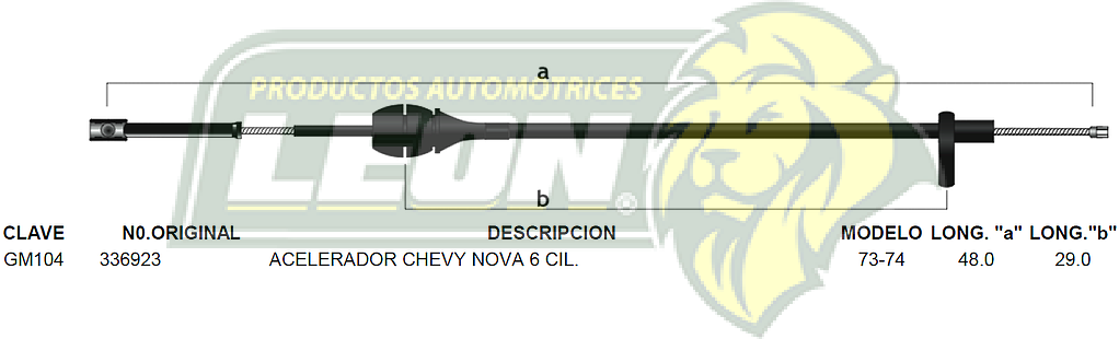 CHICOTE ACEL. CHEVY NOVA 6 Cil. 73-74