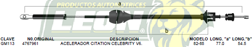 CHICOTE ACEL. CITATION CELEBRITY V6 82-85