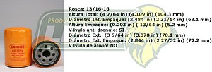 FILTRO ACEITE G.M. UPLANDER 06-10 3.9L, MALIBU 06-10 3.5, 3.9L, S-10 04-06 3.9, 4.6L, SILVERADO 99-02 4.8, 5.3, 6.0L, SUBURBAN 00-02 4.8, 5.3, 5.7, 6.0L, TRAIL BLAZER 02-09 4.2L, TAHOE 00-02 4.8, 5.3, 6.0L (CORTO)