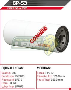 FILTRO ACEITE G.M. DETROIT DIESEL, AUTOBUS MARCO POLO, INTERNACIONAL, BIG-CAM S. PESADO