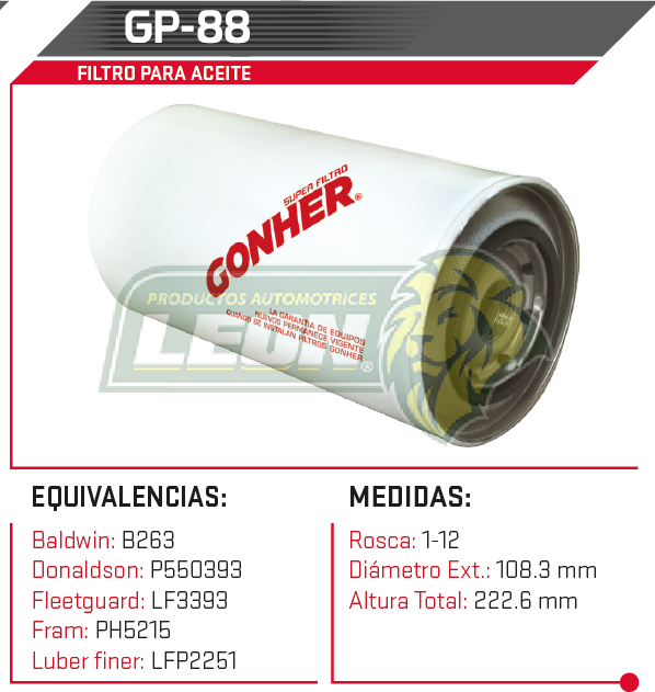 FILTRO ACEITE MERCEDES BENZ (SERV. PESADO)