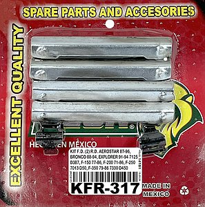 KIT F.D. (2) R.D. FORD AEROSTAR 87-96, BRONCO 83-94, EXPLORER 91-94, F150 77-86, F200 71-86, F250 79-86, F350 79-86 7013 D50, 7125 D387, 7330 D450, 7534 D654 (KC317NACIONAL)