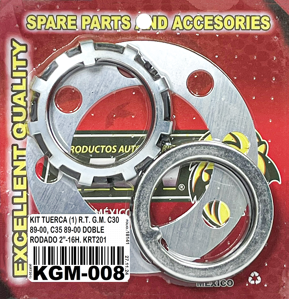 KIT TUERCA (1) R.T. G.M. C30 89-00, C35 89-00 DOBLE RODADO 2”-16H. KRT201