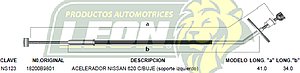 CHICOTE ACEL. PK-UP NISSAN 620 CON BUJE (sop. izquierdo)