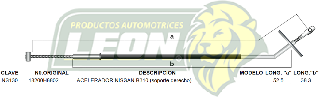 CHICOTE ACEL. NISSAN B310 (Sop. derecho)