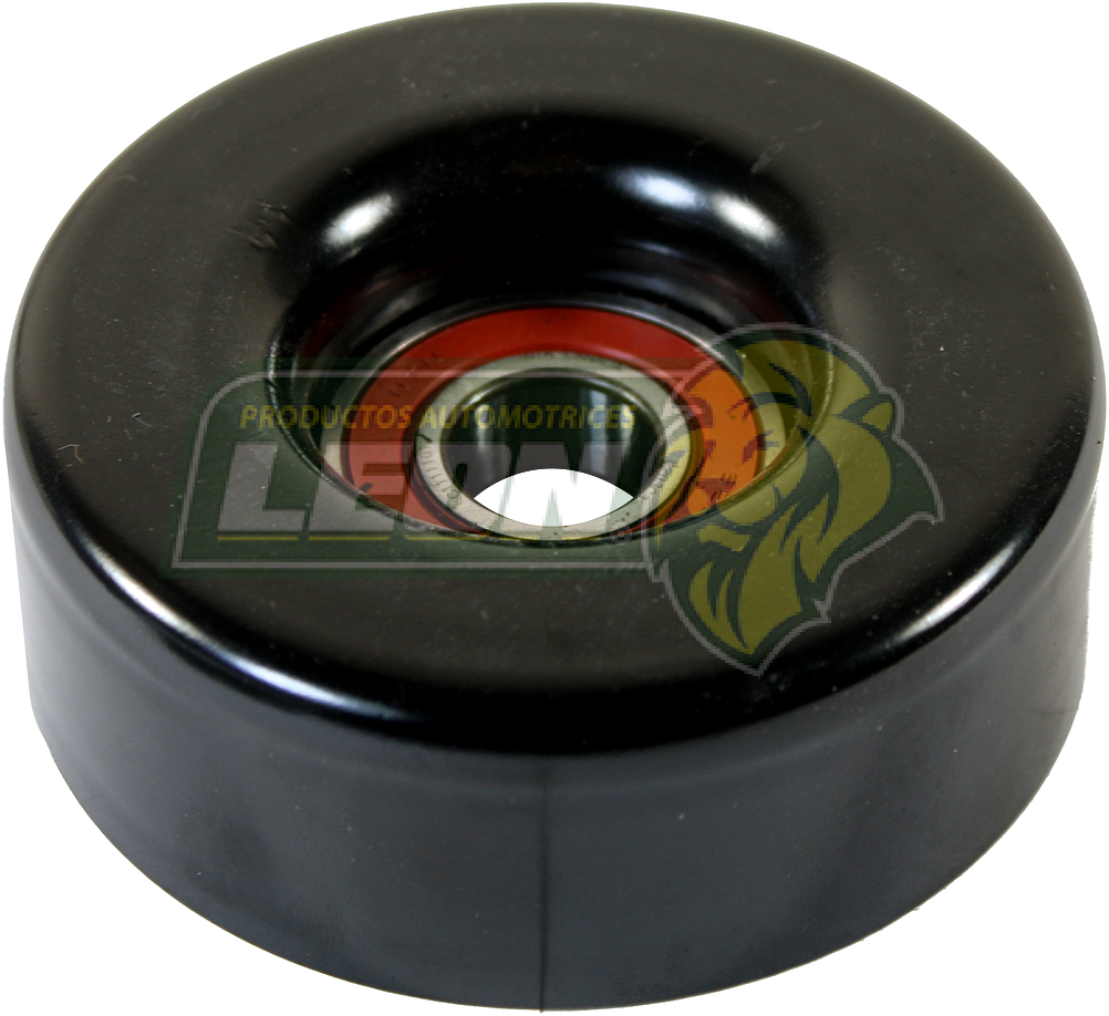 POLEA LOCA-TENSORA METALICA LISA PLANA G.M. AVALANCHE, BLAZER, CMTA. SERIE'S “C, K, G, P” 4.0, 4.3, 5.0, 5.7, 6.5, 7.4, 8.1L, EXPRESS, S-10, SILVERADO, TAHOE, SUBURBAN, TRAIL BLAZER, VENTURE, CAMARO, CAVALIER, CELEBRITY, CENTURY, CUTLASS, IMPALA, LUMINA, MONTECARLO, DODGE DAYTONA, VOYAGER, CARAVAN, DAKOTA, DURANGO, GRAND CARAVAN, NITRO, RAM, SPIRIT, LeBARON, FORD AEROSTAR, EXCURSION, CMTAS. “E, F”, EXPEDITION, EXPLORER, SPORT TRAC, LOBO, MUSTANG, RANGER, S. DUTY, T. BIRD, WINDSTAR, ACURA CL 3.0, 3.2L ØE: 90 mm