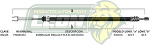 CHICOTE EMBR. RENAULT R-8 R-10 TODOS