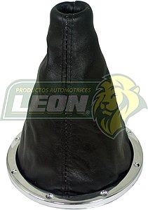 FUNDA PALANCA VELOCIDADES VW POINTER (PIEL) “BASE REDONDA CROMADA”
