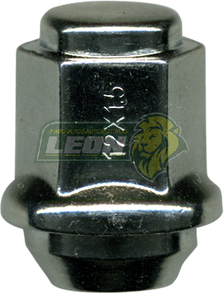 TUERCA CROMADA ATOS, i10, VERNA, K, ACCENT, ELANTRA, SONATA, TIBURON, SCOUPE, ENTOURAGE, KIA RIO, SEDONA, SEPHIA, SPECTRA, SPORTAGE, OPTIMA RIN DE ALUMINIO 12x1.50x33 mm LL.21 mm (01-297)