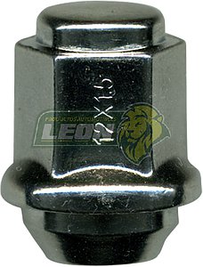 TUERCA CROMADA ATOS, i10, VERNA, K, ACCENT, ELANTRA, SONATA, TIBURON, SCOUPE, ENTOURAGE, KIA RIO, SEDONA, SEPHIA, SPECTRA, SPORTAGE, OPTIMA RIN DE ALUMINIO 12x1.50x33 mm LL.21 mm (01-297)