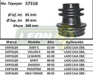 MACHETA L. CAJA CHRYSLER DART K, VOLARE K, LEBARON 82-89, SPIRIT, SHADOW, PHANTOM, NEW YORKER 89-95 (SÒLO HULE EN CAJA DE TEPEYAC) ***OFERTA POR LIQUIDACIÓN*