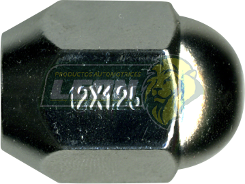 TUERCA CROMADA PLACACERO DATSUN 78Æ 12x1.25 mm LL. 21 mm (13/16) “TIPO ESFERA” (01-090)