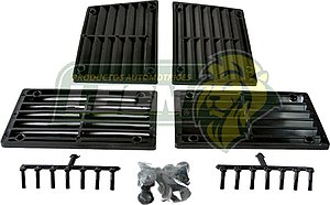 REJILLAS PARA TAPA DE MOTOR VW SEDAN 75-04 (4 REJILLAS, 18 TORNILLOS, 16 TUERCAS RÁPIDAS DE PLÁSTICO)