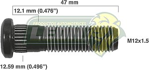 BIRLO RUEDA G.M. AVEO, SPARK 10-14, BEAT R.D. Y R.T. 12x1.50x47 mm ESTRIADO 12.59x12.1 mm