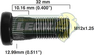 BIRLO RUEDA NISSAN PK-UP NP300 08-15 R.D. 12x1.25x32 mm ESTRIADO 12.99x10.16 mm