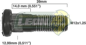 BIRLO RUEDA NISSAN PK-UP NP300 08-15 R.T. 12x1.25x39 mm ESTRIADO 12.99x14 mm