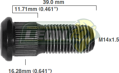 BIRLO RUEDA ISUZU CAMIONETA ELF 200 09-13 R.D. 14x1.50x39 mm ESTRIADO 11.71x16.28 mm (R)