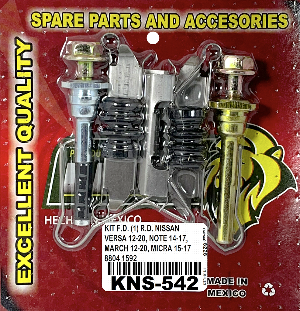 KIT F.D. (1) R.D. NISSAN VERSA 12-20, NOTE 14-17, MARCH 12-21, MICRA 15-17 8804 1592 KC542