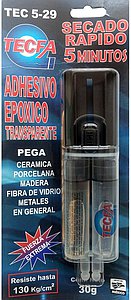 ADHESIVO EPOXICO SECADO RÁPIDO 5 min. TRANSPARENTE JERINGA 30 gr.