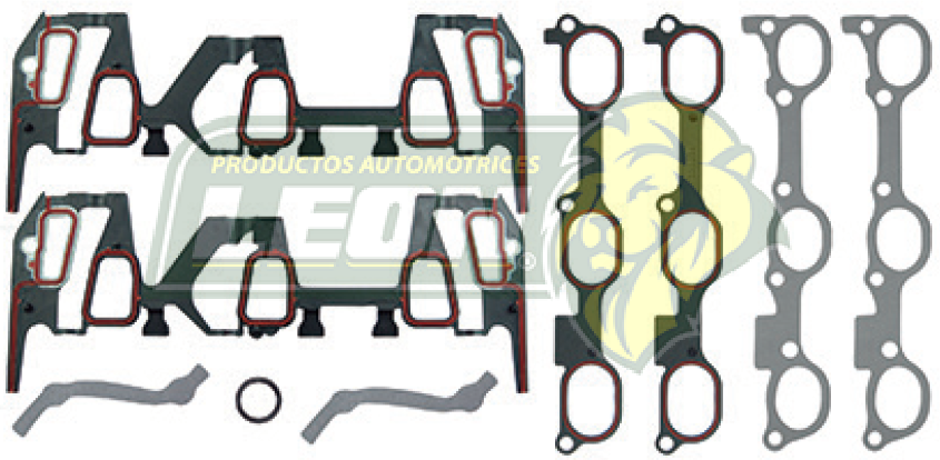 JUNTA MULTIPLE G.M. BUICK, OLDSMOBILE, PONTIAC V6 3.1L M.189, 3.4L M.207 OHV, VIN E, J CENTURY, AZTEK CUSTOM, LIMITED, GRAND GPRIX, IMPALA, LUMINA, MALIBU, TRANS SPORT SILHOUETTE (ADMISIÓN PERNO CENTRAL A UN LADO) (JGO.)