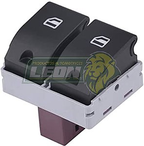 INTERRUPTOR ó SWITCH “LEVANTAVIDRIOS” VW POLO 1.6L 03-07, LUPO 1.6L 05-09, CROSS FOX 1.6L 06-17, POINTER 1.8L 05-09, GOL 09-12 (COMANDO DOBLE) DELANTERO (L) (PARA AUTOS CON 4 PUERTAS, CONTROLA LOS CRISTALES TRASEROS)