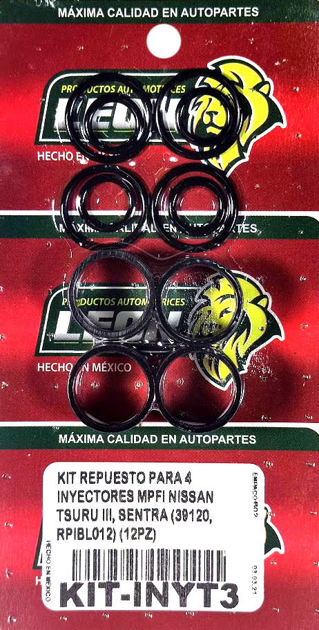 KIT REPUESTO PARA 4 INYECTORES MPFI NISSAN TSURU III, SENTRA (39120, RPIBL012) (12 pz.)