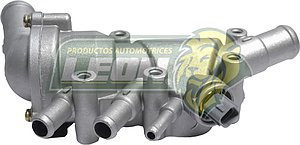 TOMA AGUA FORD FIESTA 03-10 1.6, IKON 00-15 1.6L, KA 01-08 1.6L 82° C/CARCASA, JUNTA Y SENSOR “BRIDA TIPO TORTUGA” (ALUMINIO) (INCLUYE TERMOSTATO)
