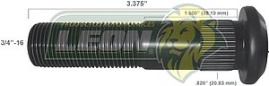 BIRLO RUEDA EXTRAPESADO EJE ROCKWELL, FREIGHTLINER, TORTON (L) 3/4-16H LV: 1.500” (38.1 mm), LT: 3.375” ASTRIADO: 0.820” (20.83 mm) PAVONADO