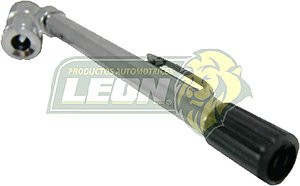 CALIBRADOR o MEDIDOR DE PRESION DE AIRE DOBLE CABEZA CUERPO METALICO CLIP PARA BOLSILLO CROMADO TAPA DE PLASTICO 10-120 PSI (MANDRIL 2 BOCAS ROSCA HEMBRA 1/4 NPT) (17-383, GM4F05) SPARELLI