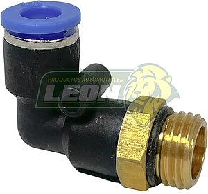 CONECTOR o CONEXIÓN RAPIDA P/MANGUERA TUBING o POLIFLO NAILON EN L 1/4 (ROSCA NPT METAL)