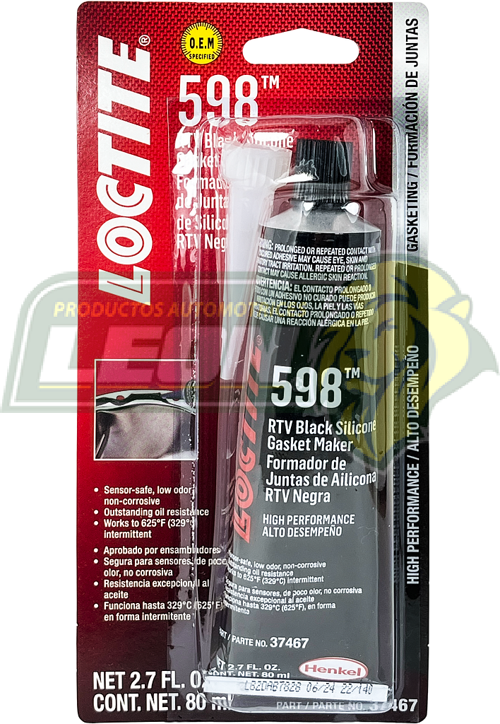 SILICON RTV 80 ml (2.7 oz.) NEGRO 598TM LOCTITE