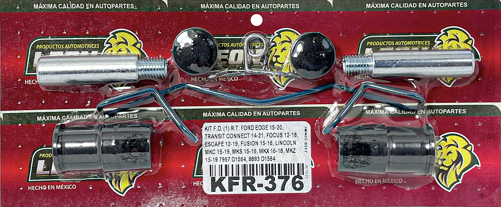 KIT F.D. (1) R.T. FORD EDGE 15-20, TRANSIT CONNECT 14-21, FOCUS 12-18, ESCAPE 12-19, FUSION 15-16, LINCOLN MKC 15-19, MKS 15-16, MKX 16-18, MKZ 15-19 7957 D1564, 8893 D1564 KC376
