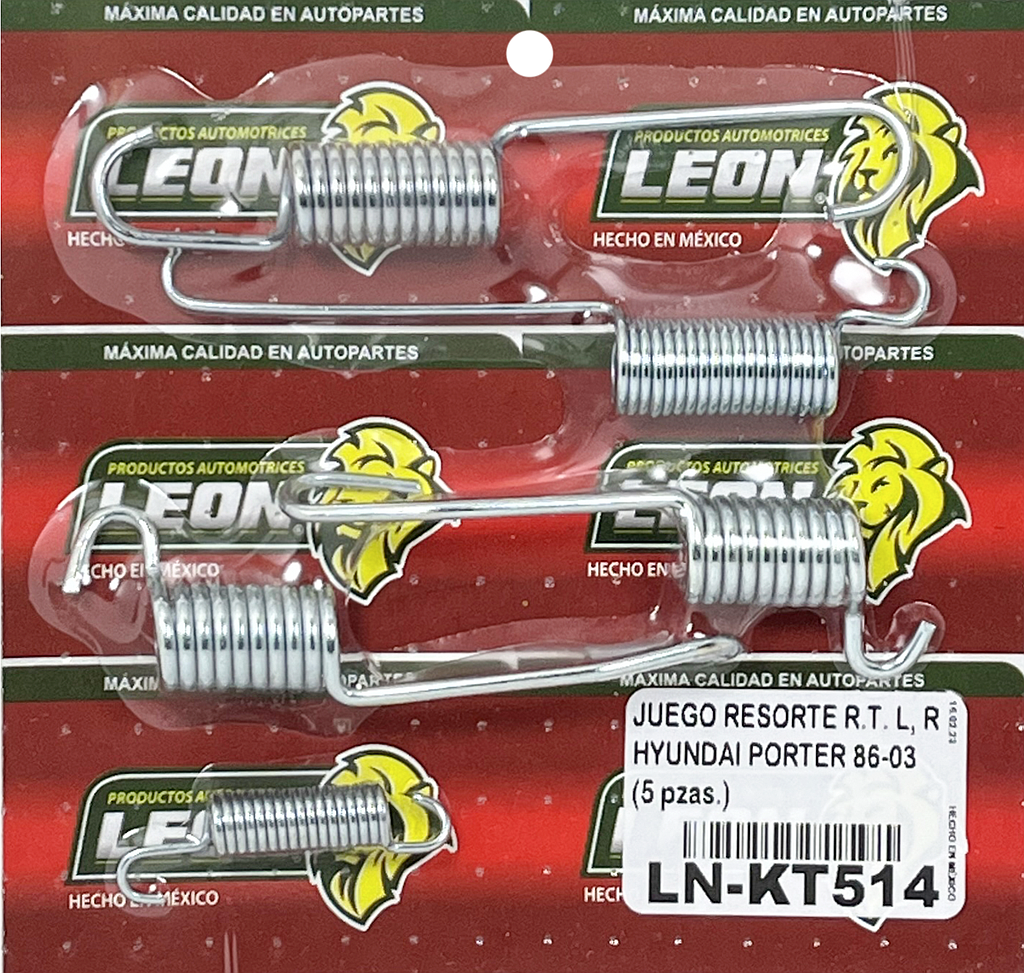 JUEGO RESORTE R.T. L, R HYUNDAI PORTER 86-03 (5 pzas.)