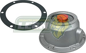 TAPA CUBREPOLVO EJE ALUMINIO TRASERA 7-1 2 (6 HOYOS) CON TAPON ROJO CENTRAL REMOVIBLE PARA RELLENADO SIN TAPON LATERAL