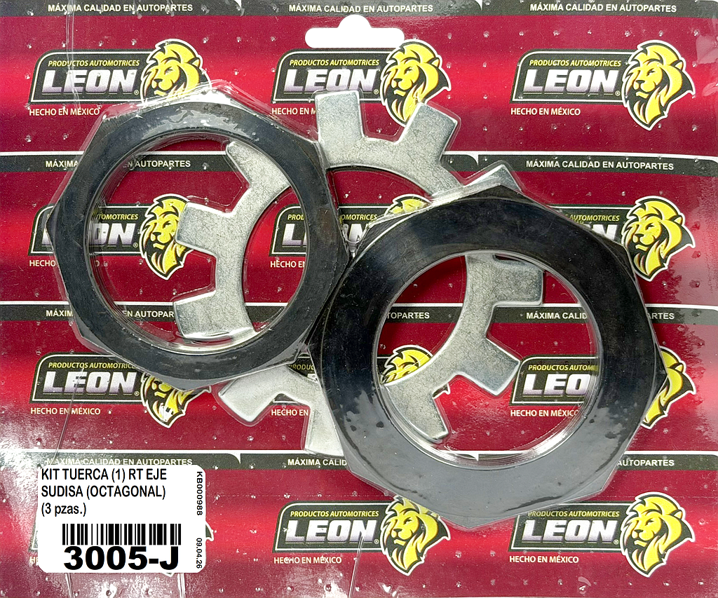 KIT TUERCA (1) R.T. EJE SUDISA NAC. Y USA. CARGA REMOLQUE 2” 5/8-16H (OCTAGONAL) (JRT1000) (3 pzas.)