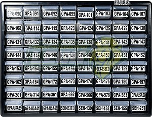 ESTUCHE u ORGANIZADOR DE GRAPAS “B” AUTOMOTRICES (64 TIPOS, 580 pzas)