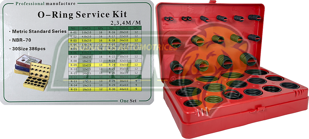 ESTUCHE DE O-RINGS CONT. 30 MED. MILIMETRICAS = 386 pzas (JLU1016, 3200528-1)
