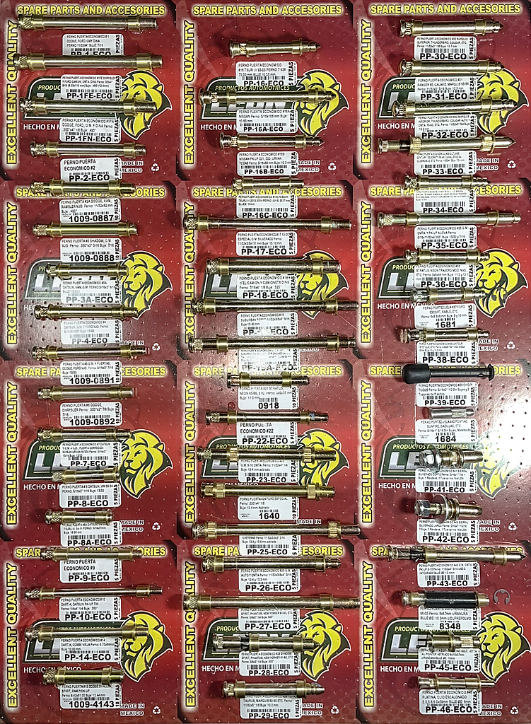 MUESTRARIO DE PERNOS DE PUERTA “ECO” VARIOS MODELOS