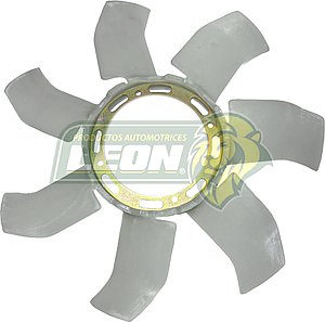VENTILADOR NAILON FORD RANGER 4C. 2.3L 01-11 “ARGENTINA”, MAZDA B2300, B2500, B3500 2.3L 01-24, NISSAN FRONTIER D23 15-18, URVAN NV350 21-24 (1L5Z8600AB, YA241, 1L548600AB, 4331333) 7 ASPAS ROTACION IZQUIERDA CENTRO DE METAL ØI: 13.6 cm, ØE: 42 cm TIPO ORIGINAL