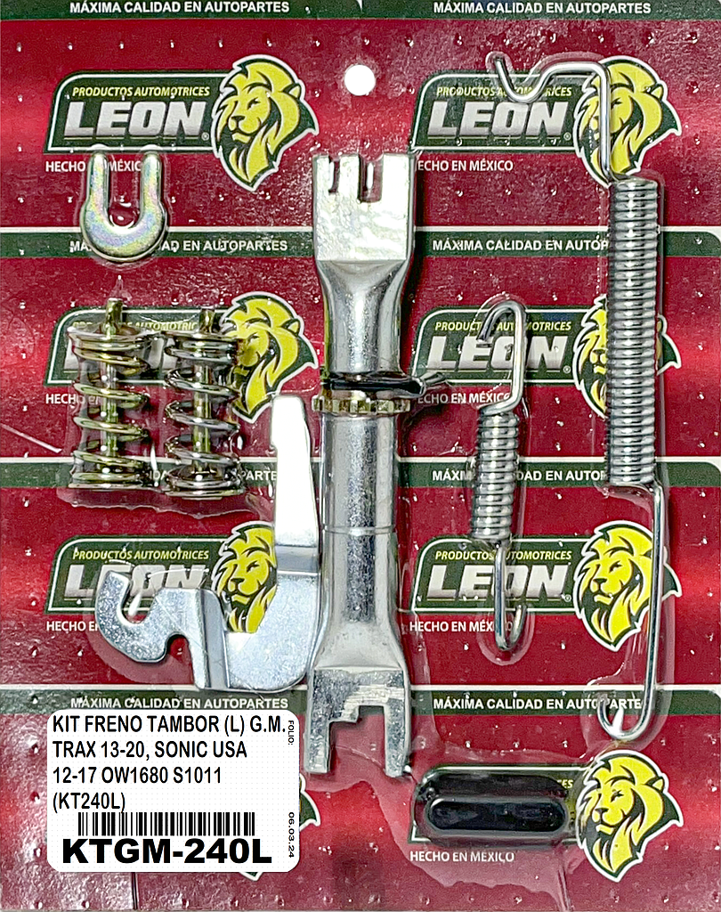 KIT FRENO TAMBOR (L) G.M. TRAX 13-20, SONIC USA 12-17 OW1680 S1011 (KT240L)