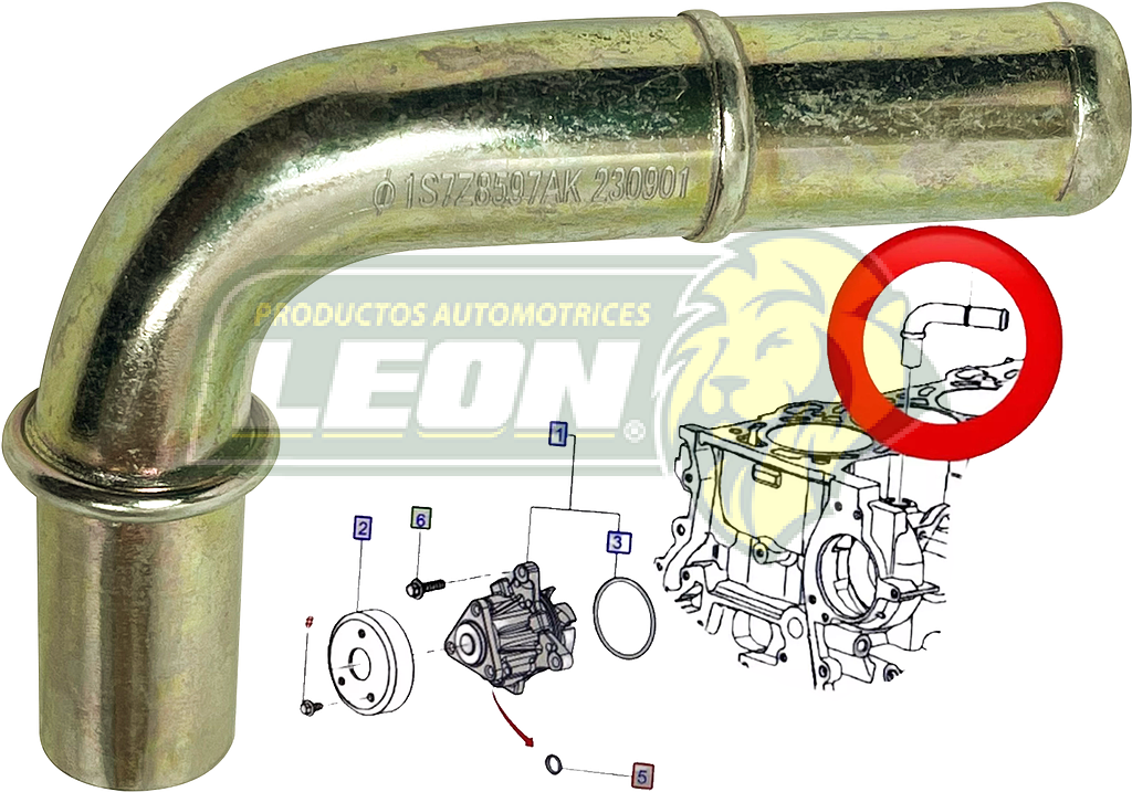 TUBO DE EMPALME PARA AGL ECOSPORT, 1.5L 3C 18-22, EDGE, 3.5L 6C. 12-15, ESCAPE, 2.0L 4C. 13-19, EXPLORER, 3.5L 6C 12-15, FOCUS, 1.6L 4C 05-18, FUSION 2.3L 4C. 13-16,  MUSTANG 2.3L 4C. 15-23, RANGER 2.3L 4C 05-11, TAURUS 3.5L 6C. 13-17, TRANSIT CONNECT 3.5L 6C 19-23,  LINCOLN MKC 2.0L 4C. 15-19, MKT 3.5L 6C. 13-16, MKZ 2.0L 4C 13-16 (1S7Z8597AK, 8663AB)