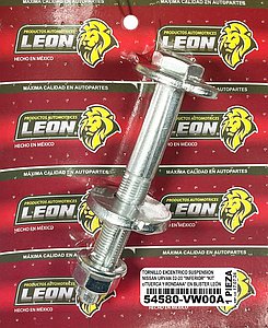 TORNILLO EXCENTRICO NISSAN URVAN, NV350 02-22 2.4, 2.5, 3.0L 4C. 16V. GASOLINA Y DIESEL 12 Y 15 PASAJEROS “INFERIOR” “KIT c/TUERCA Y RONDANA” EN BLISTER LEÓN