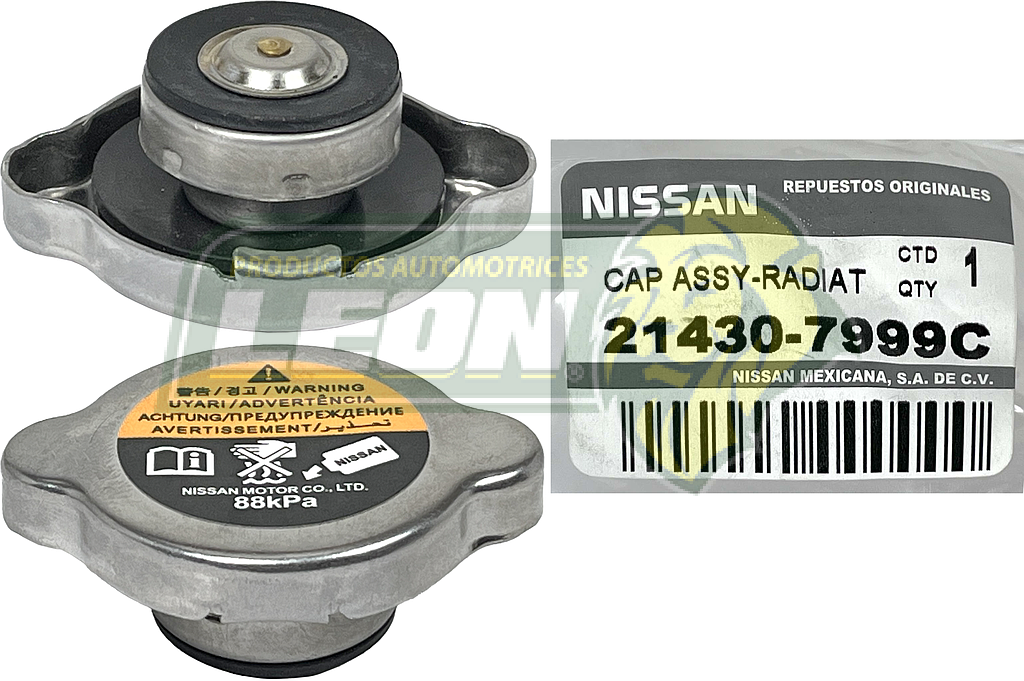 TAPON DEPOSITO ANTICONGELANTE NISSAN VERSA 12-20, MARCH 12-20, X-TRAIL 14-20 1.6L 13 Lbs. (88 Kpa)