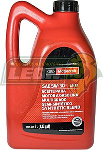 ACEITE PARA MOTOR A GASOLINA MULTIGRADO SEMI-SINTETICO SAE5W-30 APIGF-6 5 Lt. MOTORCRAFT
