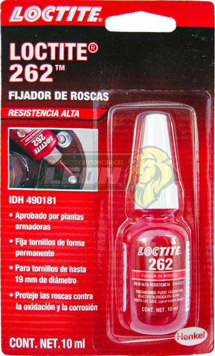 FIJADOR ROSCAS ALTA RESISTENCIA 262 10 ml LOCTITE
