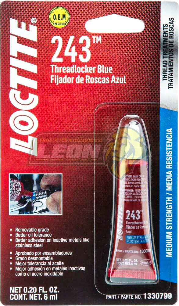 FIJADOR DE ROSCAS RESISTENCIA REMOVIBLE 6 ml LOCTITE® 243T